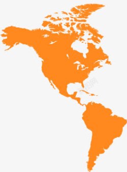 橙色美洲地图素材