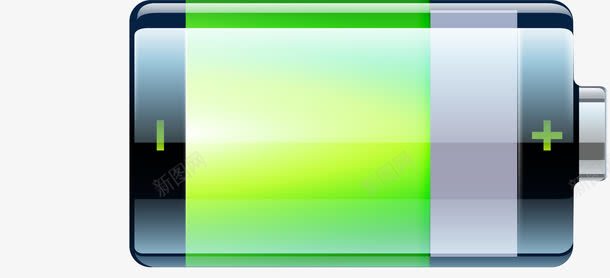 绿色电池图标png_新图网 https://ixintu.com 卡通 正极 正负极 水晶电池 电池图标 电量 负极 透明 透明电池