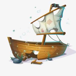 卡通海盗船素材海底卡通海盗船高清图片