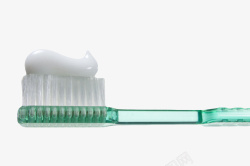 塑料手柄绿色透明塑料牙刷实物高清图片