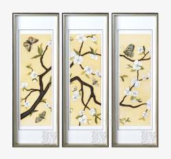 有框壁画中式花鸟背景铝合金框壁画高清图片