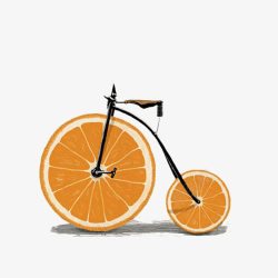 创意四色橙子片卡通创意香橙自行车高清图片