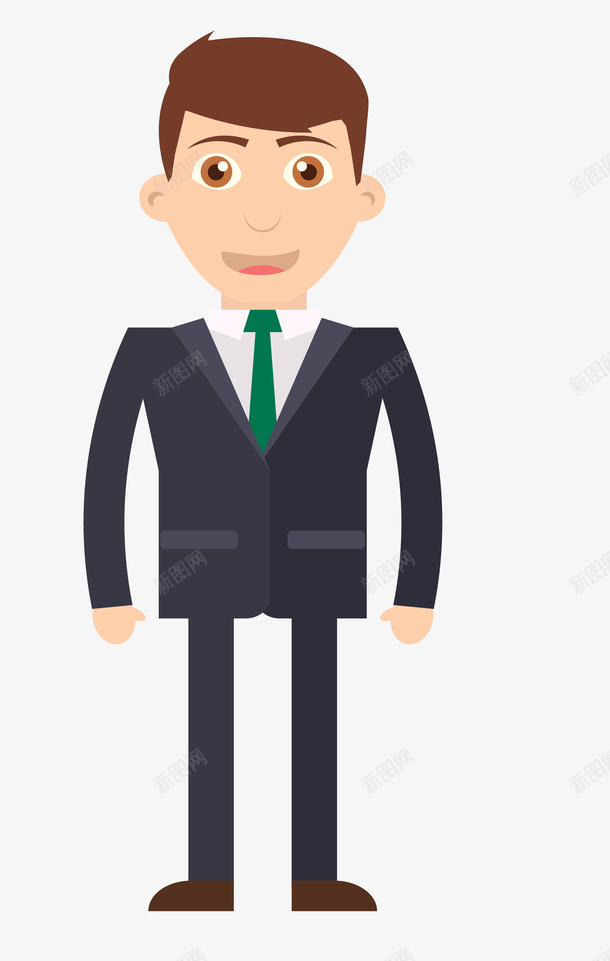 打领带的男人png免抠素材_新图网 https://ixintu.com 卡通 男人 白色 绿色 衬衫 西装 领带 黑色