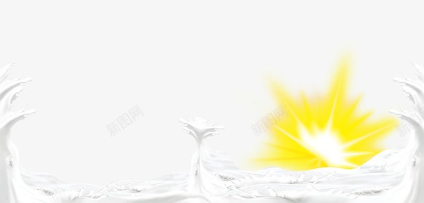 喷溅的牛奶png免抠素材_新图网 https://ixintu.com 创意 喷溅的牛奶 奶浪 奶花 黄色光束