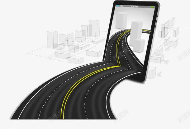 手机改变道路png免抠素材_新图网 https://ixintu.com 商务 商务插画 手机 手机道路 科技