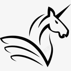 icon马头独角马的头和角和翅膀图标高清图片