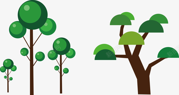 绿色的卡通树木矢量图eps免抠素材_新图网 https://ixintu.com 夏天绿色树木 环保素材 环境保护素材 矢量树木 矢量图