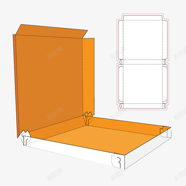 橘黄色立体方形包装结构png免抠素材_新图网 https://ixintu.com 包装 包装结构图 折叠 方形 模型 橘黄色 立体 结构 解析