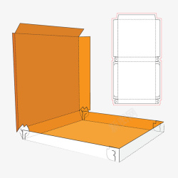包装结构图橘黄色立体方形包装结构高清图片