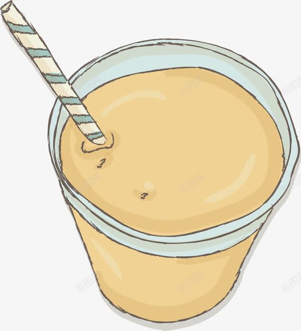 原味奶茶png免抠素材_新图网 https://ixintu.com 冰块 原味 奶茶 手绘 条纹吸管 杯子