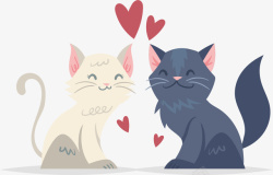 恋爱猫咪可爱的黑白猫猫情侣矢量图高清图片