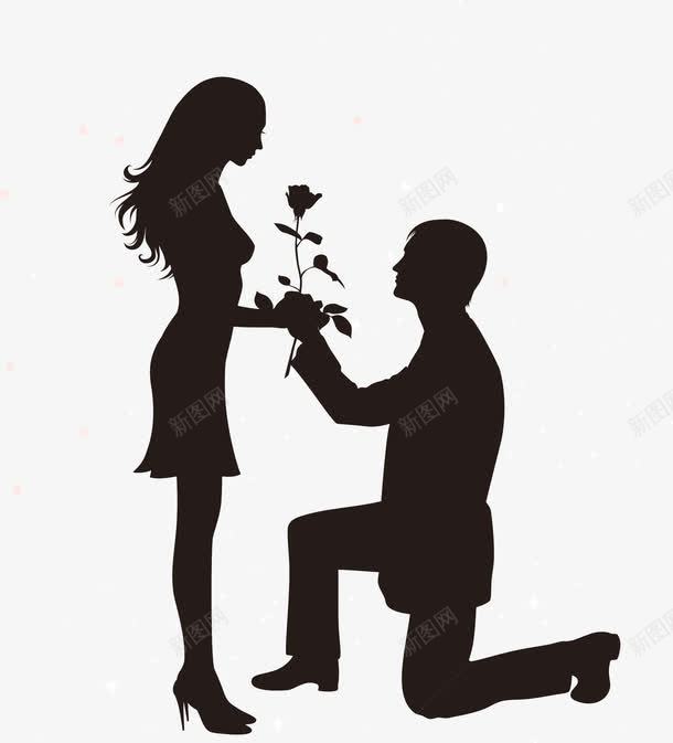 求婚的男女png免抠素材_新图网 https://ixintu.com png图形 png装饰 手绘 求婚 玫瑰花 男女 装饰