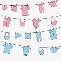 粉色衣晾宝宝衣服高清图片