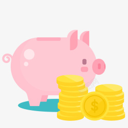 黄色小猪粉色小猪存钱罐高清图片
