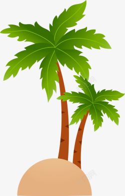 小岛椰子树矢量清新椰子树高清图片