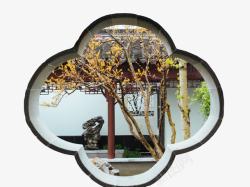 中国风院子梅花窗内的院子高清图片