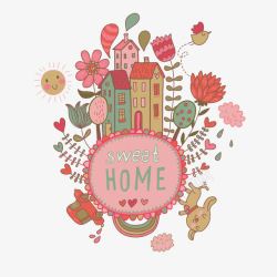粉色小房子卡通小房子高清图片