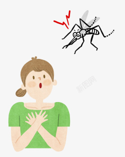 蚊子免费png下载穿着绿色上衣的小女孩看见一只蚊高清图片