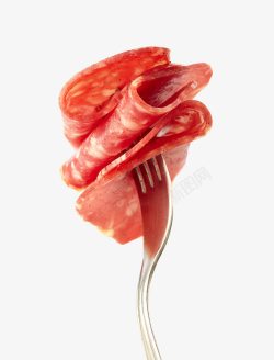 叉子培根红色营养肉类素材
