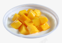 芒果椰子奶芒果块牛奶高清图片