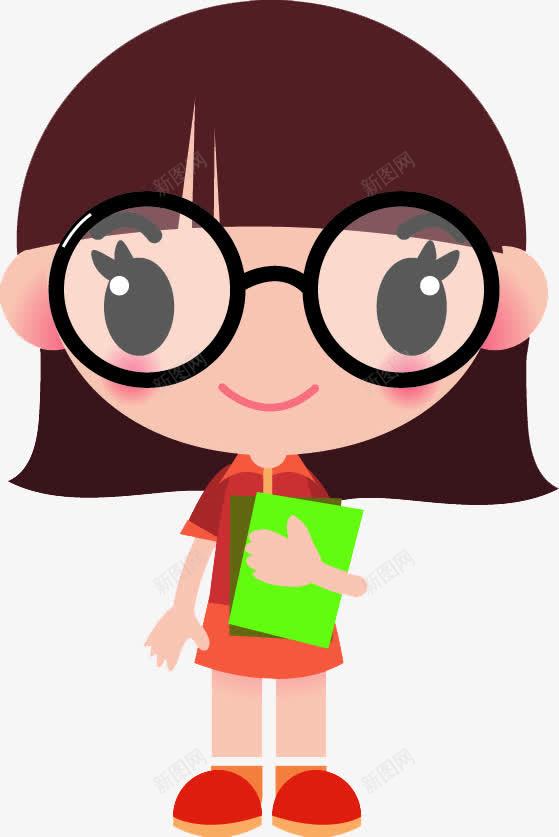 好好学习png免抠素材_新图网 https://ixintu.com 书本 女孩 成长 眼镜 装饰