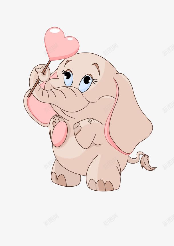 粉色小象图标png_新图网 https://ixintu.com 动物 卡通形象 可爱 图标 照镜子 粉色小象 象