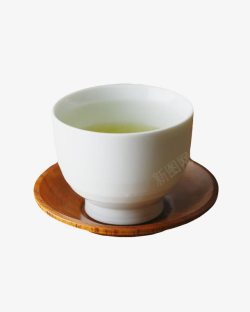 日式茶道日式茶杯及木质杯托高清图片