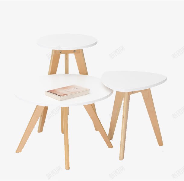 白色木制桌子png免抠素材_新图网 https://ixintu.com 实木 曲面桌面 木色桌腿 白色桌面