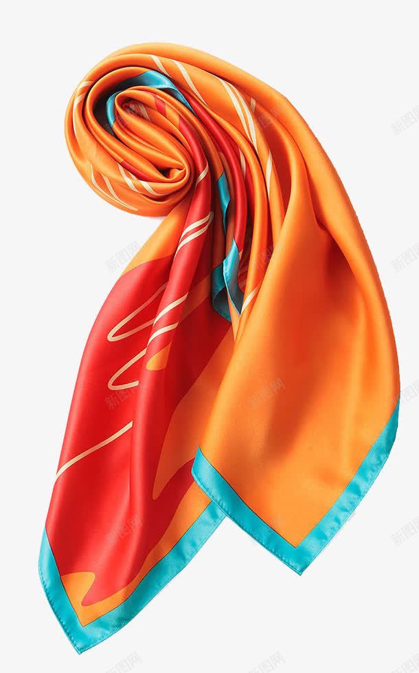 印花方巾png免抠素材_新图网 https://ixintu.com 产品实物 奢侈品 方巾 橙色 真丝围巾