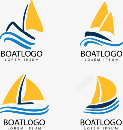 帆船标志4款黄色帆船标志图标高清图片