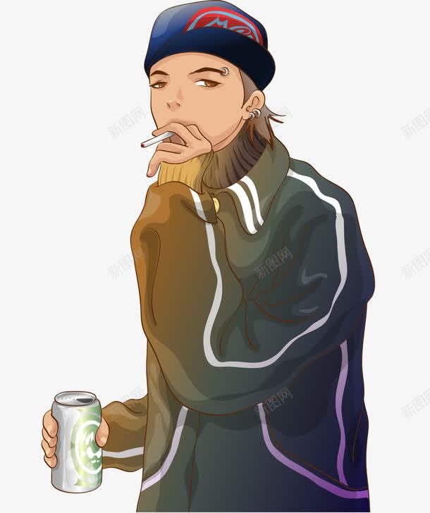 手绘抽烟喝酒的酷男png免抠素材_新图网 https://ixintu.com 喝酒的酷男 手绘的酷男 抽烟的男人 矢量酷男