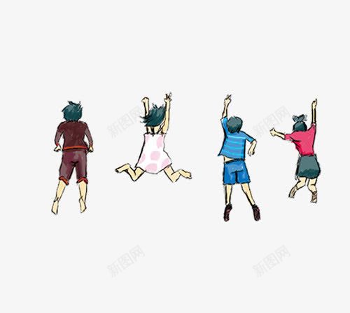 跳跃的男女png免抠素材_新图网 https://ixintu.com 手绘人物 跳跃的男女 青少年