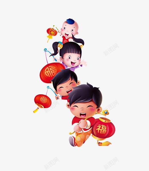 中国习俗新年主题png免抠素材_新图网 https://ixintu.com 中国习俗 儿童 卡通 手绘 新年主题 灯笼 福娃 红色