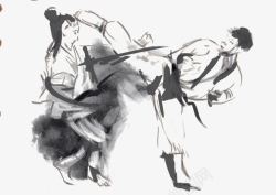 跆拳道水墨中国风水墨画高清图片