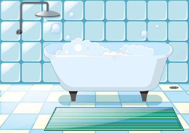 可爱浴室png免抠素材_新图网 https://ixintu.com 泡沫 洗澡 洗澡泡沫 浴缸 清新 清爽 蓝色