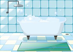 蓝色浴缸可爱浴室高清图片
