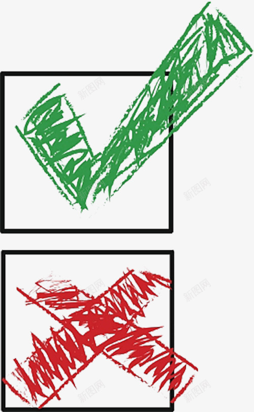 蜡笔对错勾选符号png免抠素材_新图网 https://ixintu.com 免抠 勾选符号 卡通手绘 卡通版 对不对 对号叉号 对错 打勾打叉 方框打叉 简笔画 绿色对号
