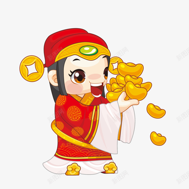 手绘金元宝财神png免抠素材_新图网 https://ixintu.com png免抠图 创意 卡通 手绘 时尚 财神 财神爷 送福 金元宝