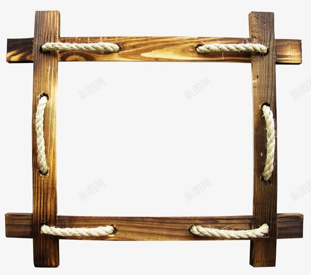 棕色木架绳子png免抠素材_新图网 https://ixintu.com 木板 木架 棕色木框 绳子