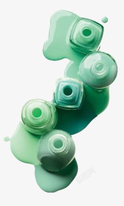 多品牌淡绿色指甲油倾倒试色图素材