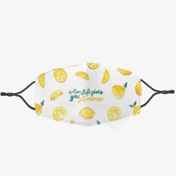简约口罩黄色柠檬简约大方一次性口罩高清图片