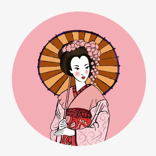 日本装饰png免抠素材_新图网 https://ixintu.com 卡通有趣 古典纸伞 日式风格 粉色 装饰人物