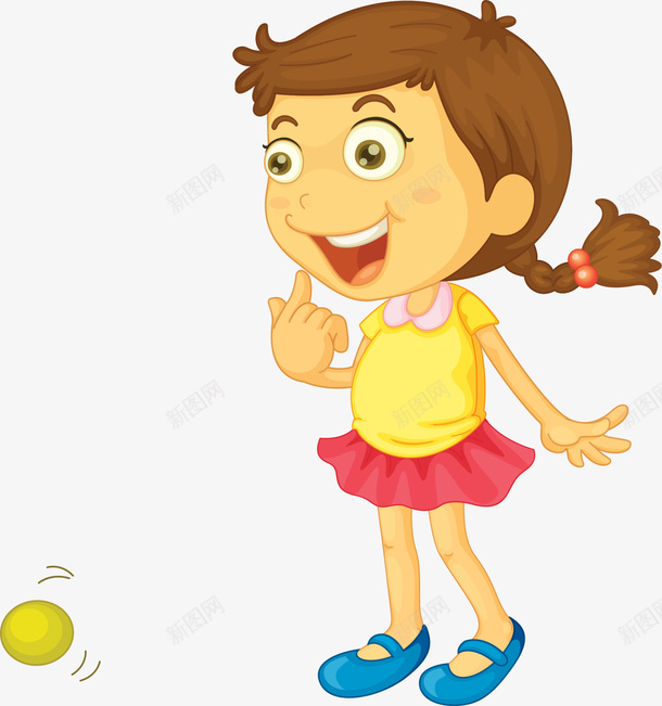 吃惊的可爱小女孩png免抠素材_新图网 https://ixintu.com 可爱小女孩 吃惊的女孩 开心 指着自己 长发女孩 黄色棒球