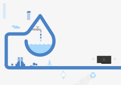水笼头蓝色创意水源海报高清图片