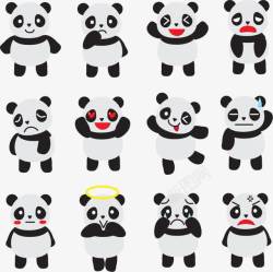 可爱熊猫情绪图矢量图素材