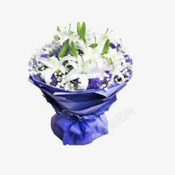紫色花束白色百合花素材