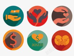 援助活动慈善捐赠活动圆形扁平图标高清图片