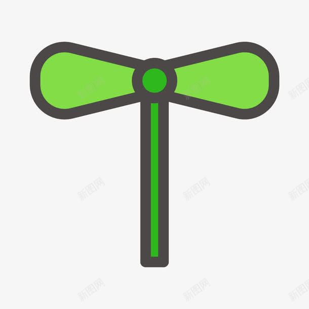 绿色手绘线稿竹蜻蜓元素图标png_新图网 https://ixintu.com 卡通图标 扁平化 扇形 手绘 竹蜻蜓 线稿 绿色 起飞
