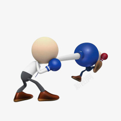 拳击选手免扣PNG图出拳击飞红方选手的蓝方3D小人高清图片