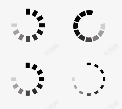 加载英文圆圈四个黑白加载圆圈图标图标